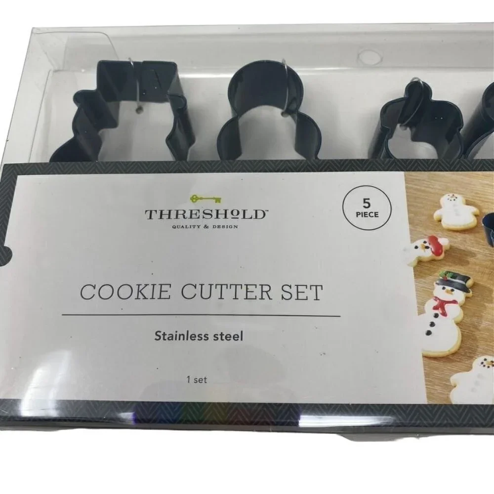 Threshold 5 Piece Snowman Family Cookie Cutters Holiday Stainless Steel NIB